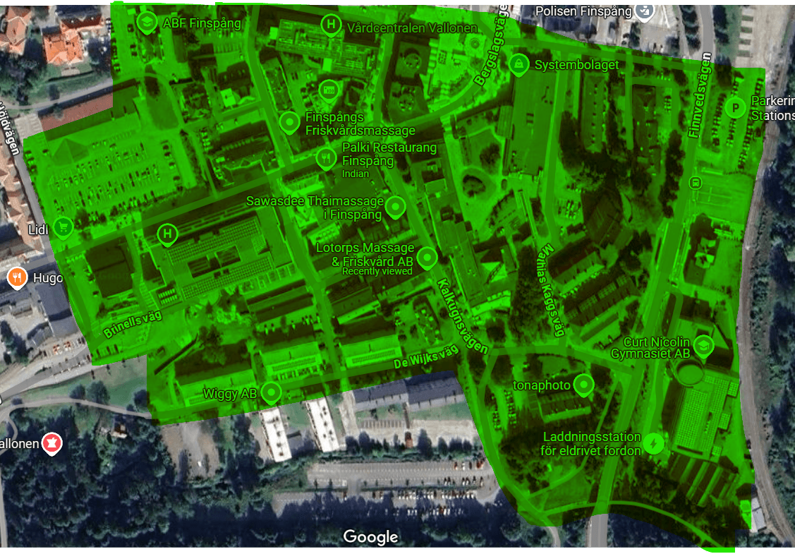 Karta över tillåtna elimineringsområden